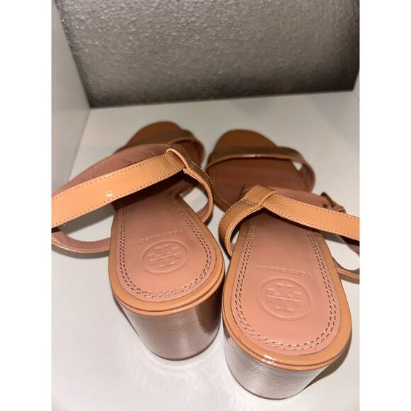 Tory Burch Laurel Preppy Academia Old Money Ankle Strap Tan Strappy Block Heels - Picture 7 of 9